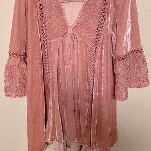 Crushed Velvet Tunic w/ Lace Detail